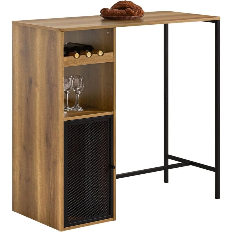 Sobuy - FWT97-PF Table de Bar, Table Haute, Table à Manger, Table pour Cuisine, Salle à Manger, Salon avec Supports pour Verres et Bouteilles,
