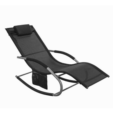 main image of "SoBuy Rocking Garden Sunlounger Chair with Footrest,OGS28-HB,Blue"