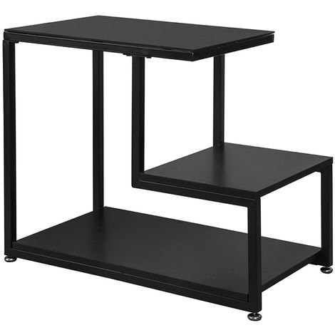 SoBuy Glass Top Side Coffee Table with Storage Shelf Black FBT65-SCH