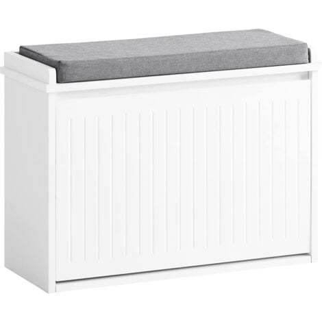 SoBuy Hallway Shoe Bench with Seat Cushion and Flip-drawer,FSR98-W