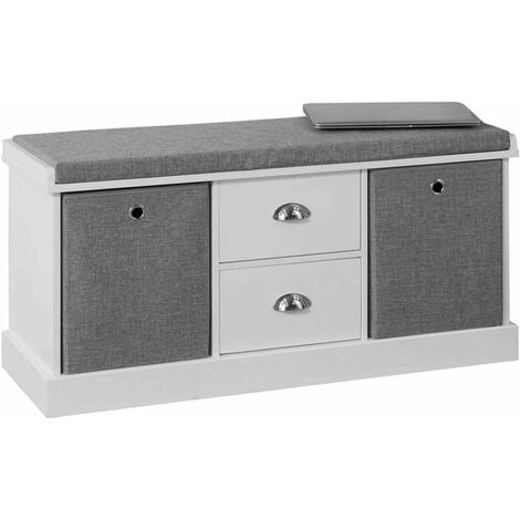 main image of "SoBuy Hallway Shoe Storage Bench Cabinet with 2 Baskets and Drawers FSR66-HG"