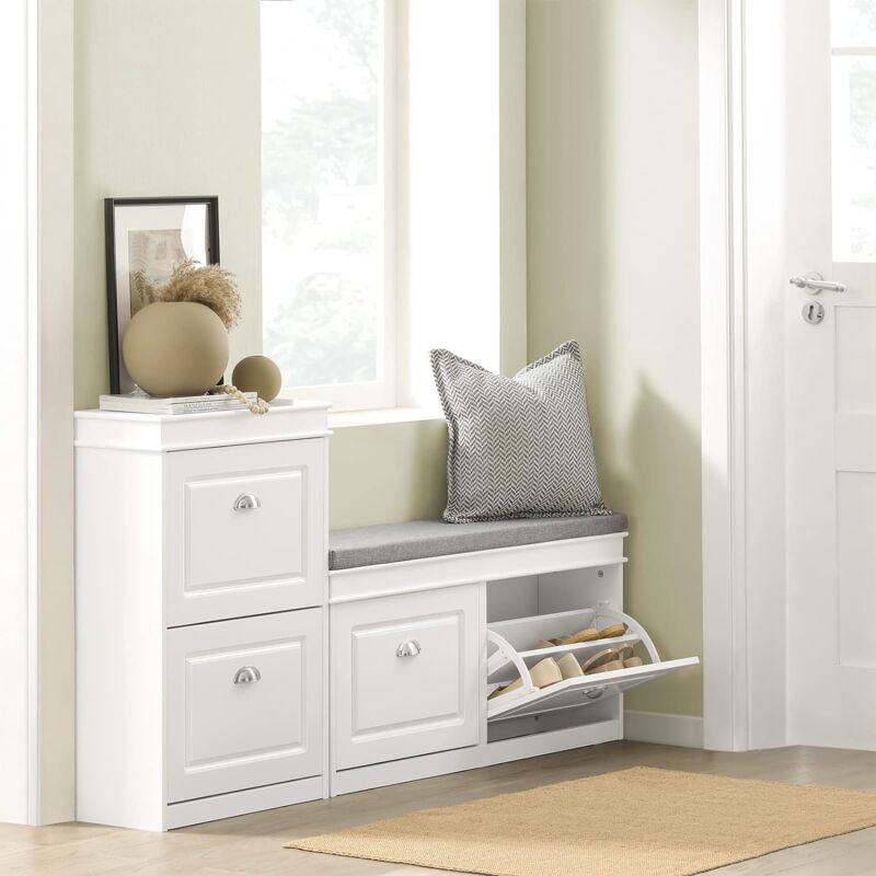 Sobuy Hallway Shoe Storage Bench Cabinet With Flip Drawer Cushion Fsr64 W