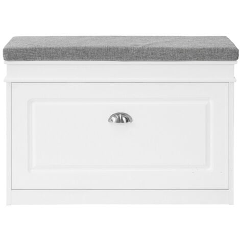 SoBuy Hallway Shoe Storage Cabinet with Flip-Drawer & Padded Sest ,FSR82-L-W
