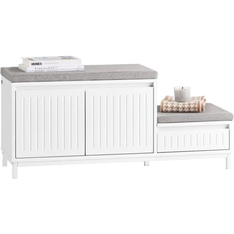 SoBuy Hallway Storage Bench Shoe Bench Shoe Cabinet with 2 Seats,FSR172-W