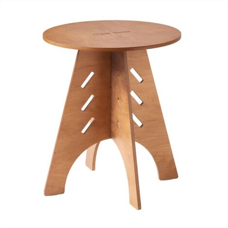 SoBuy HFBT01-BR Table d'appoint Ronde en Bois Table Basse Ronde H55 x Ø46,5 cm Structure Assemblée en Tenons et Mortaises, Marron, HFBT01-BR