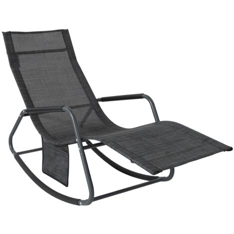 SoBuy Indoor Outdoor Garden Rocking Sun Lounger Recliner Relaxing Chair with Side Bag,OGS47-MS