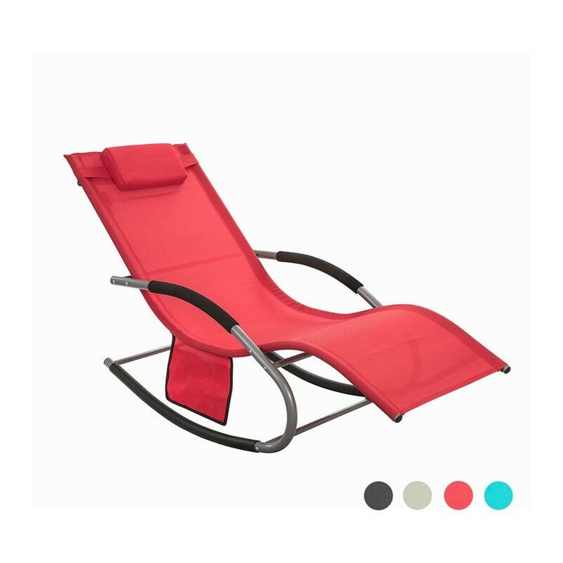 

® Jardín mecedora con reposapiés, Hamaca de jardín, Tumbona ergonómica, OGS28-R,ES - Sobuy
