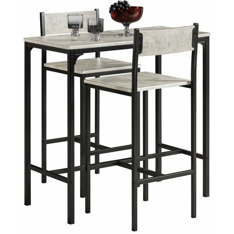 

SoBuy OGT03-HG Set Mesa Alta de Bar y 2 taburetes Mesa de Comedor con Respaldos de Estilo Industrial ES