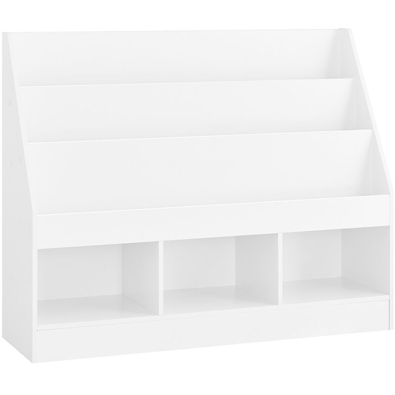Sobuy Kids' Bookcase Toy Storage Furniture With 3 Compartments Small 3-tier Bookcase Shelf For Bedroom White 100x30x80cm Kmb118-w
