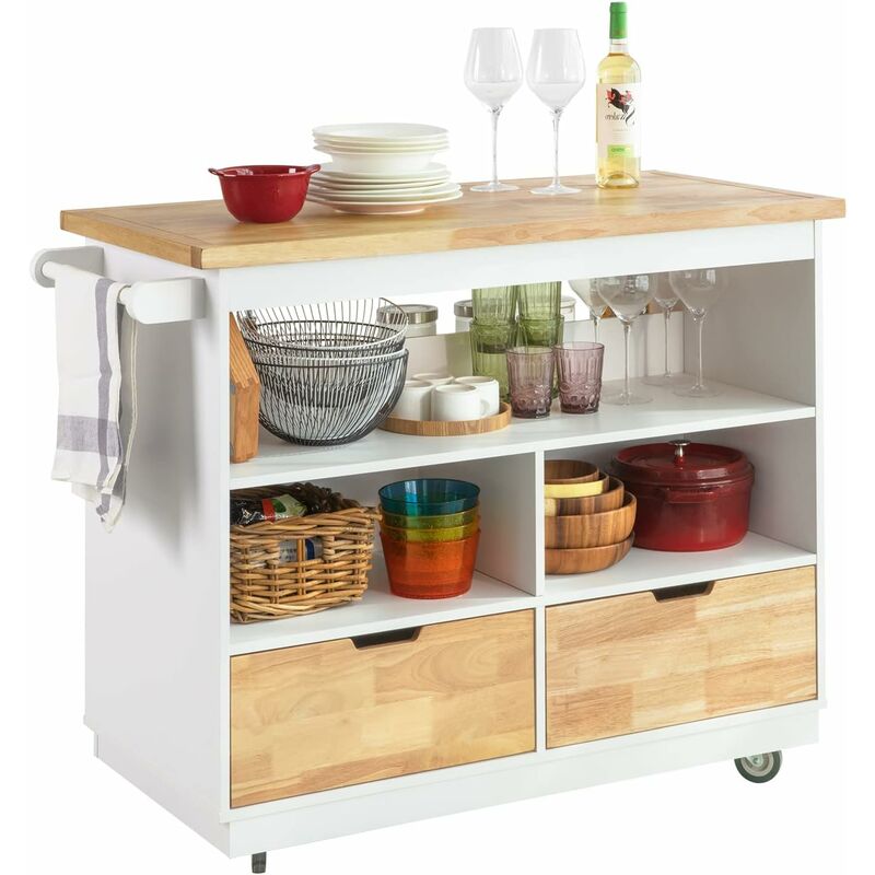 Sobuy - Kitchen Cabinet Cupboard Sideboard Kitchen Island,FKW107-WN
