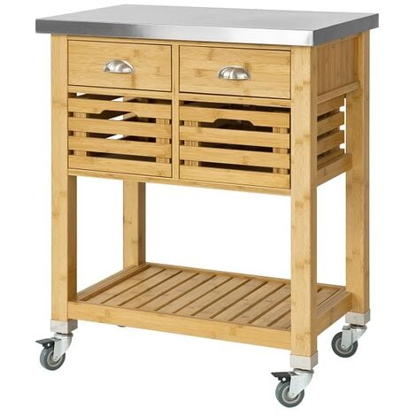 SoBuy Kitchen Serving Trolley Cart Storage Cabinet with Drawers, FKW40-N+Free Kitchen Hanging Shelf FRG150-W