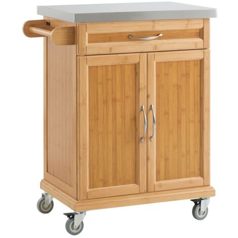 SoBuy Kitchen Storage Cabinet, Kitchen Island Trolley Rubber Wheels FKW13-N