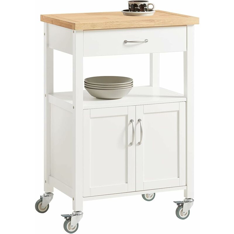 So Kitchen Trolley Cart With Doors Storage Cabinet White Fkw22 Wn