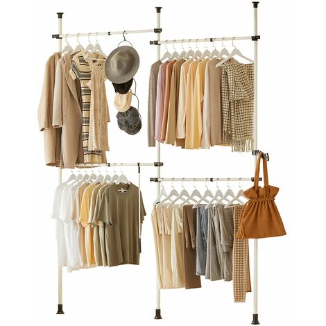 SoBuy KLS03,Perchero de Ropa Telescópico Altura Ajustable ,Sistema de perchero extensible con 4 barras,ES