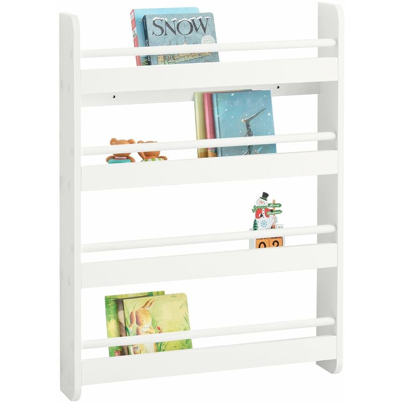 

KMB08-K-W Librería infantil para niños con 4 estanterías, Estantería de pared,blanco,H80cm ,ES - Sobuy