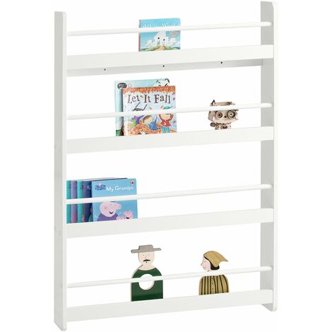 SoBuy KMB08-W Librería infantil para niños con 4 estanterías, Estantería de pared,blanco,H118cm ,ES