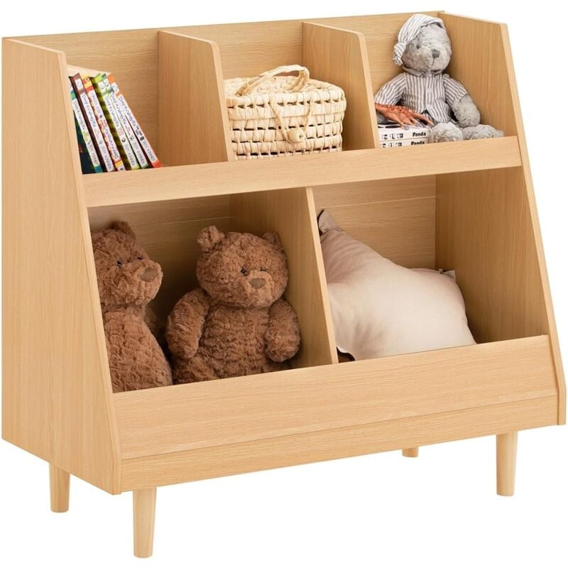 KMB111-N Bibliothèque Enfant, Étagère à Livres, Meuble Rangement sur Pieds pour Enfant, Meuble Rangement Jouets et Livres pour Chambre d'enfant, 5