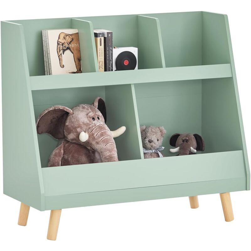 KMB19-GR Bibliothèque Enfant, Étagère à Livres, Meuble Rangement Enfant, Meuble Rangement Jouets et Livres pour Chambre d'enfant, 5 Compartiments