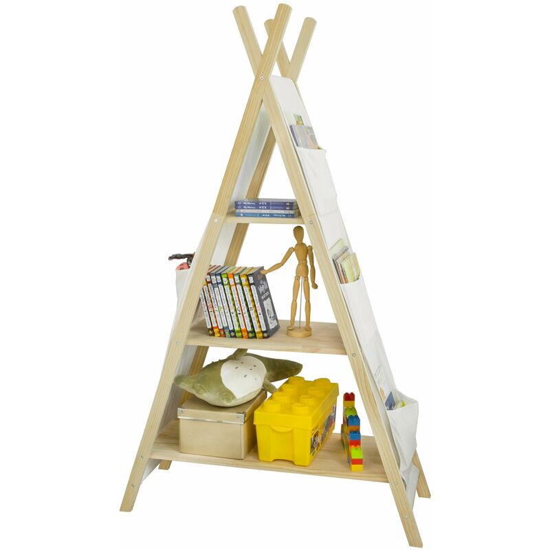 

KMB30-WN Librería Infantil para Niños con 3 Estanterías y 6 Bolsas Estantería Estándar Infantil H151cm ES - Sobuy
