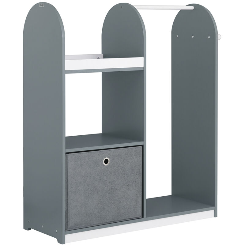 Sobuy - Penderie pour Enfants, Garde-robe Enfants, Portant Vêtements Chambre Enfant, Porte-Vêtement pour Enfants, Porte-Manteau avec 3 Étagères, 1