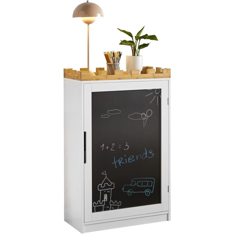Sobuy - KMB43-W Commode pour Enfants Étagère pour Chambre d'enfant avec Tableau Noir Bibliothèque Étagère à Jouets