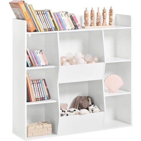 SoBuy KMB55-W Bücherregal für Kinder Kinderregal Aufbewahrungsregal mit 8 offenen Fächern Spielzeugregal Standregal Regal Kinderzimmer Möbel weiß BHT ca.: 106x104x30cm