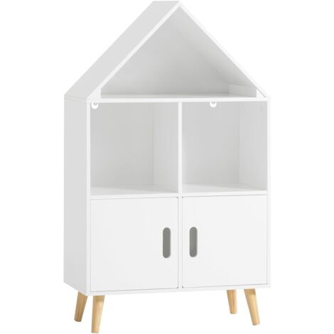 SoBuy KMB58-W Kinderregal mit Haus-Design Bücherregal für Kinder Aufbewahrungsregal Spielzeugregal Kinderzimmer Möbel weiß BHT ca.: 60x103x30cm