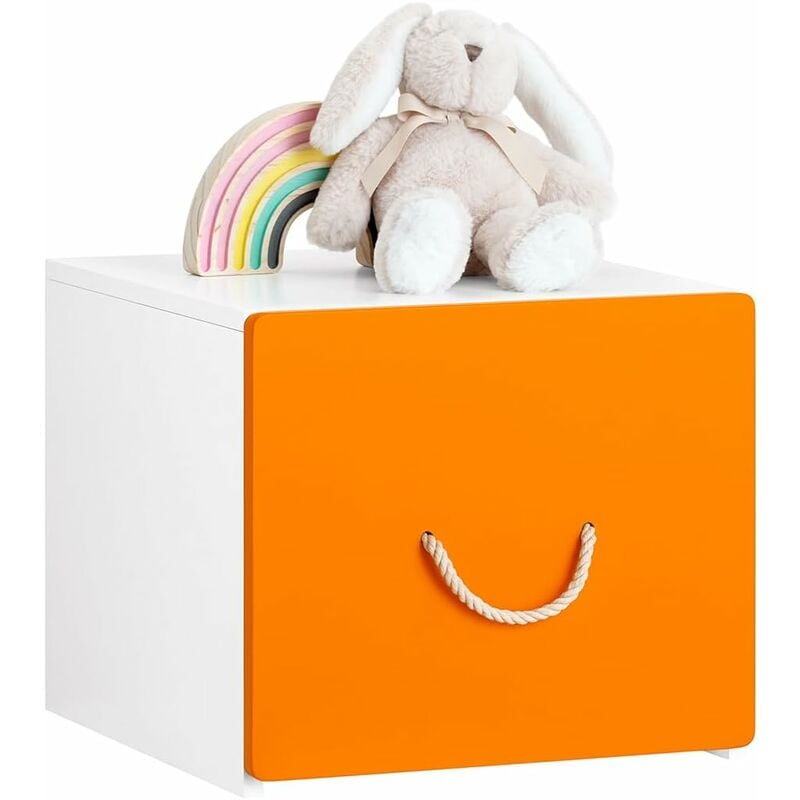 kmb74-w boîte de rangement pour enfant, meuble de rangement à roulettes, coffre à jouets, bac de rangement avec 1 tiroir pour chambre enfant et salle