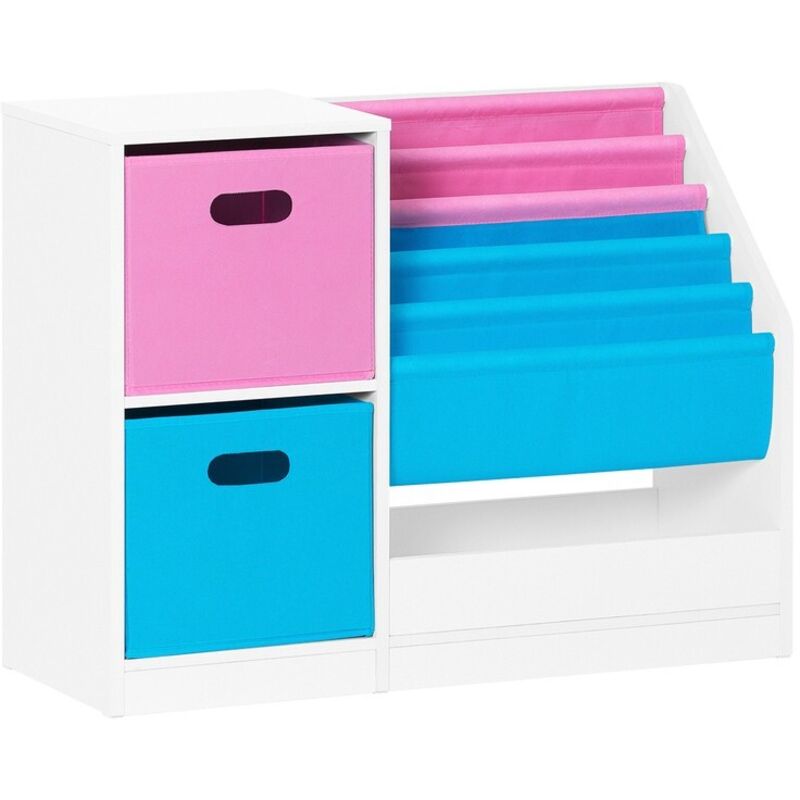 Sobuy - Kmb76-f Bücherregal Kinder Kinderregal Mit Boxen Aufbewahrungsregal Kinder Spielzeugregal Kinderzimmer Möbel Weiß Bht Ca. 80x61x30cm
