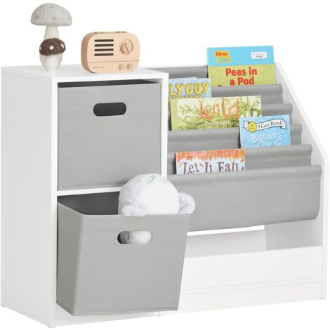 SoBuy KMB76-W Bücherregal Kinder Kinderregal mit Boxen Aufbewahrungsregal Kinder Spielzeugregal Kinderzimmer Möbel weiß BHT ca. 80x61x30cm