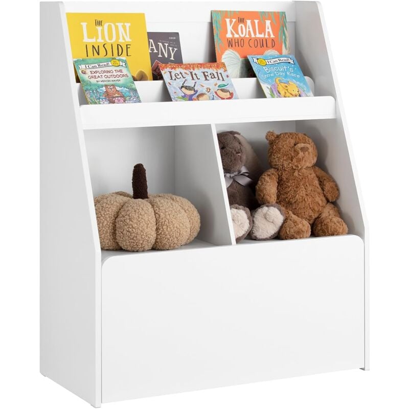 Sobuy - KMB83-W Étagère de Rangement Enfant pour Jouets et Livres, Meuble de Rangement pour Chambre d'Enfants, Bibliothèque avec 2 Compartiments