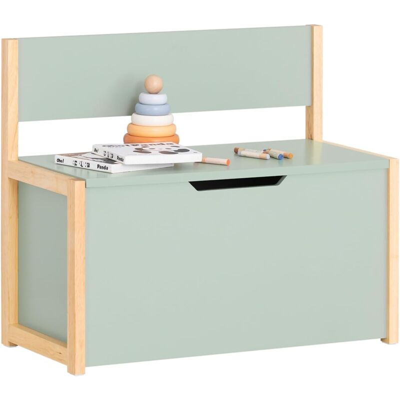 KMB94-GR Banc Coffre à Jouet pour Enfants, Coffre de Rangement 2 en 1, Banc de Rangement avec Dossier pour Enfant, Meuble de Rangement, Vert - Sobuy