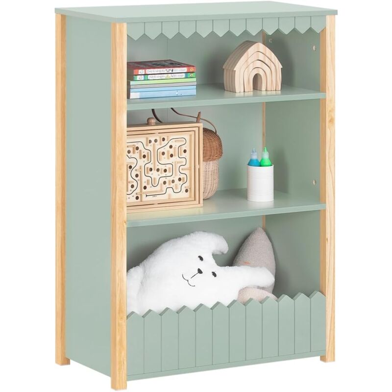 SoBuy KMB97-GR Bibliothèque Enfant Étagère de Rangement Jouets pour Enfants Étagère à Livres pour Garçon, Fille, Chambre Enfant, 3 Compartiments