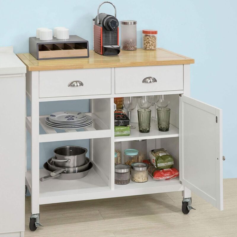 Sobuy Kuchenwagen Mit Ablagen Und Schubladen Kuchenschrank Rollwagen Fkw62 Wn