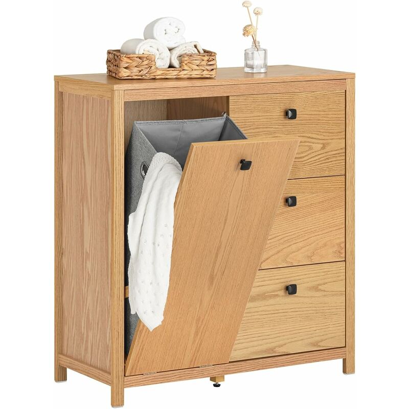 Laundry Cabinet with Laundry Basket and 3 Drawers,BZR97-N - Sobuy