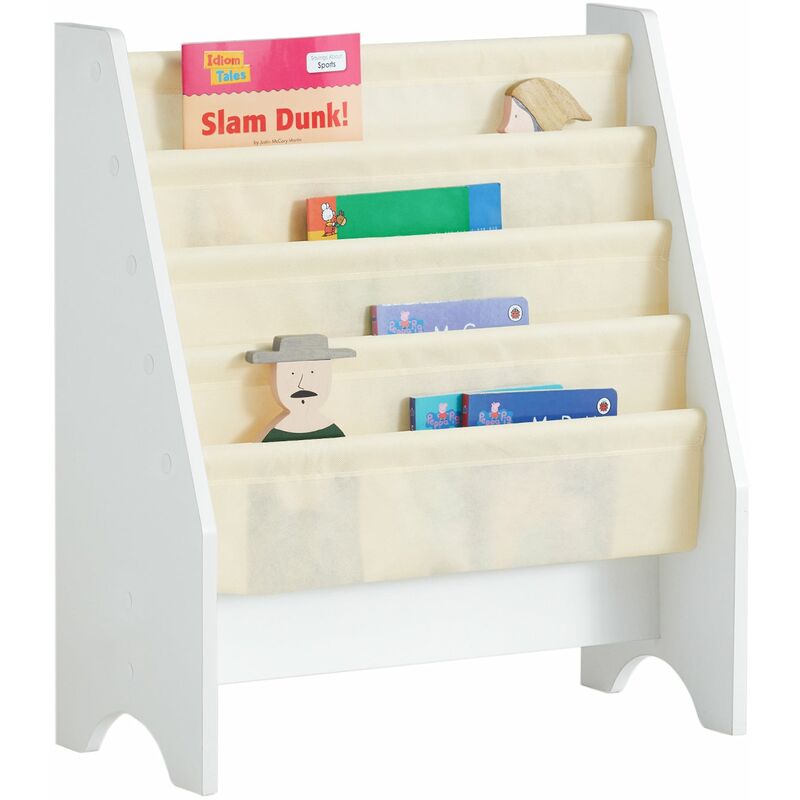 

® Librería infantil para niños con 4 estanterías, Estantería estándar infantil,blanco/beige,H71cm,FRG225-W,ES - Sobuy
