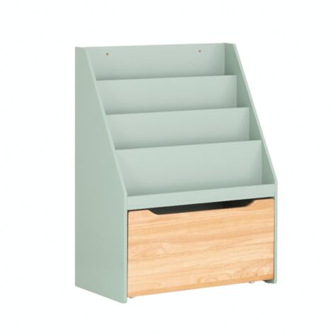 SoBuy Libreria montessoriana per bambini Scaffale portagiochi con contenitore Portariviste Verde 62x30x80cm KMB95-GR
