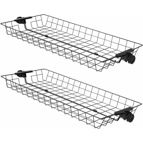 Sobuy – Lot de 2 paniers de rangement pour dressing télescopique en métal – Dimensions 83x38x8cm – Capacité 5kg/panier – FRG34P02