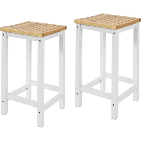 Sobuy – Lot de 2 tabourets de bar en bois d'hévéa et pin FST29WNX2 – Hauteur d'assise 61 cm – Charge max 100 kg – Montage facile