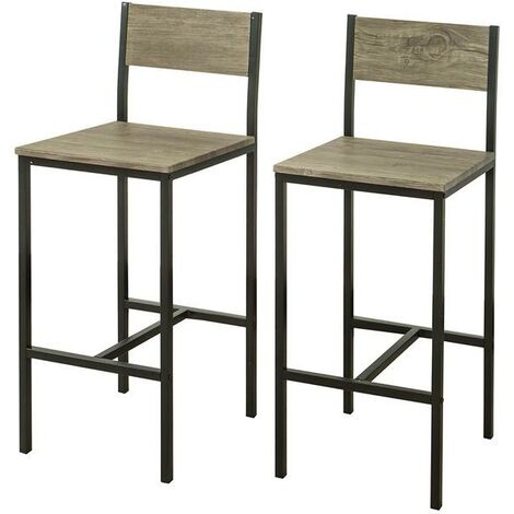 SoBuy Lote de 2 taburetes con respaldo,Taburete de bar, capacidad hasta 100 Kg,H95cm, FST53X2, ES