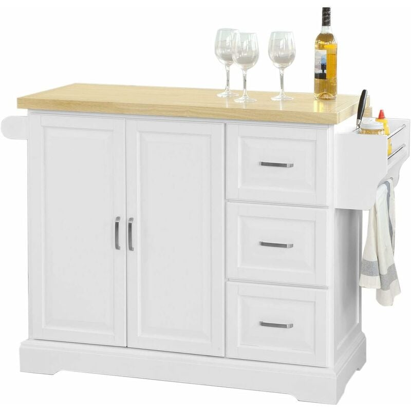 Sobuy - FKW41-WN Luxus-Küchenwagen Küchenschrank Sideboard mit erweiterbarer Arbeitsfläche BHT ca.:130x91x46(+25) cm