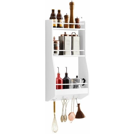 SoBuy Mensola da parete Mensola salvaspazio da cucina 38x17x75cm Bianco KCR12-W