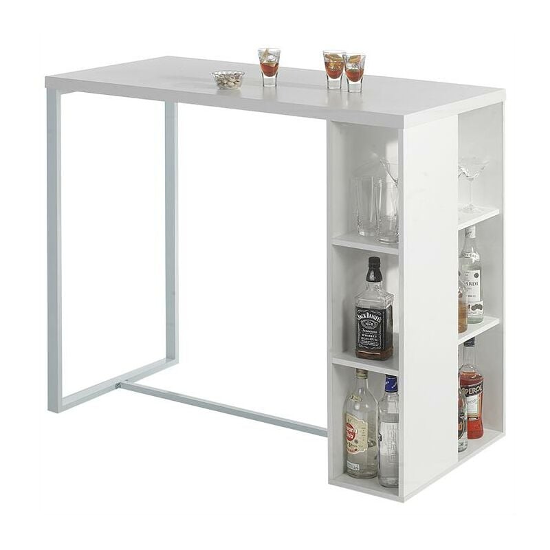 

® Mesa de escritorio alta, Mesa de ordenador con 3 estantes ,color blanco, L 120 x H 105 cm,FWT39-W,ES - Sobuy