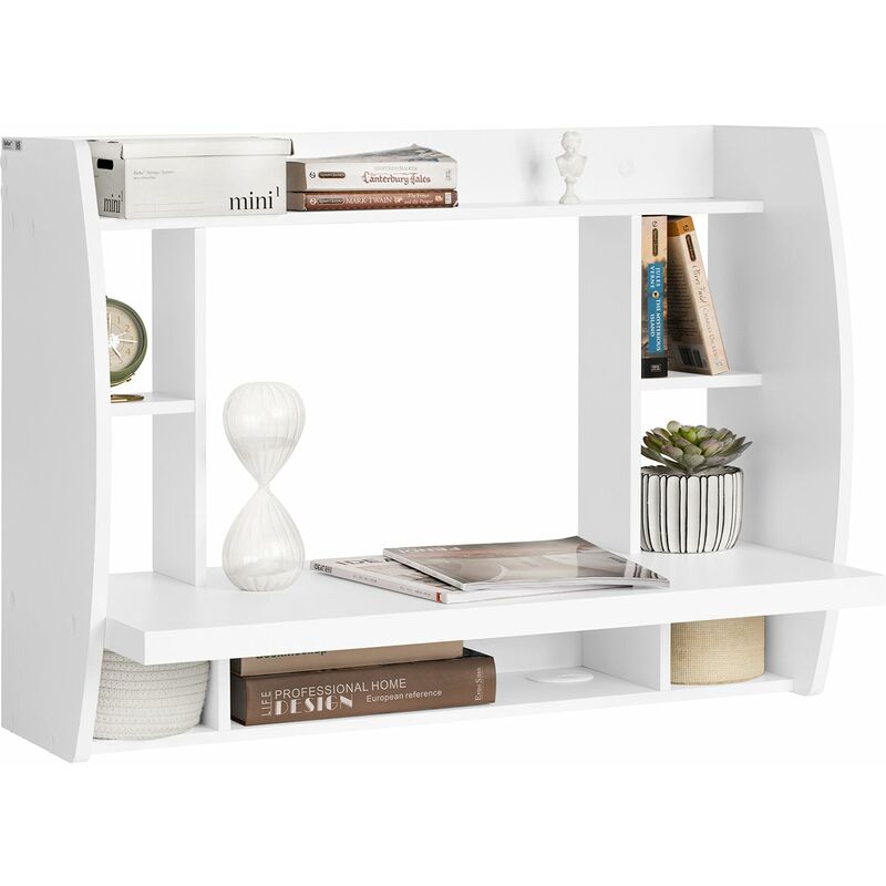 

® Mesa de ordenador armario de pared, Mesa de escritorio de la computadora tabla, blanco, FWT18-W, ES (Blanco) - Sobuy