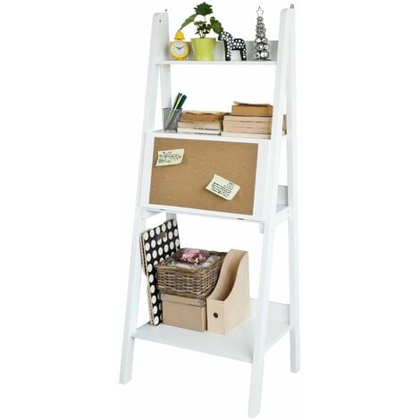 SoBuy® Mesa de ordenador con estante integrado, Estantería librerias, Estantería de diseño, blanco, FRG115-W, ES