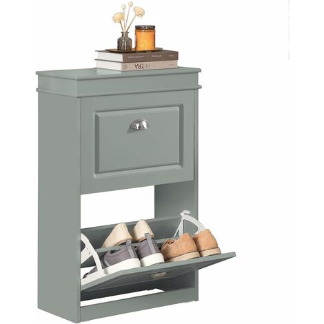 Sobuy – Meuble à chaussures 2 abattants FSR78HG – Dimensions L53 x P24 x H82 cm – Effet bois – Rangement optimisé pour espaces étroits