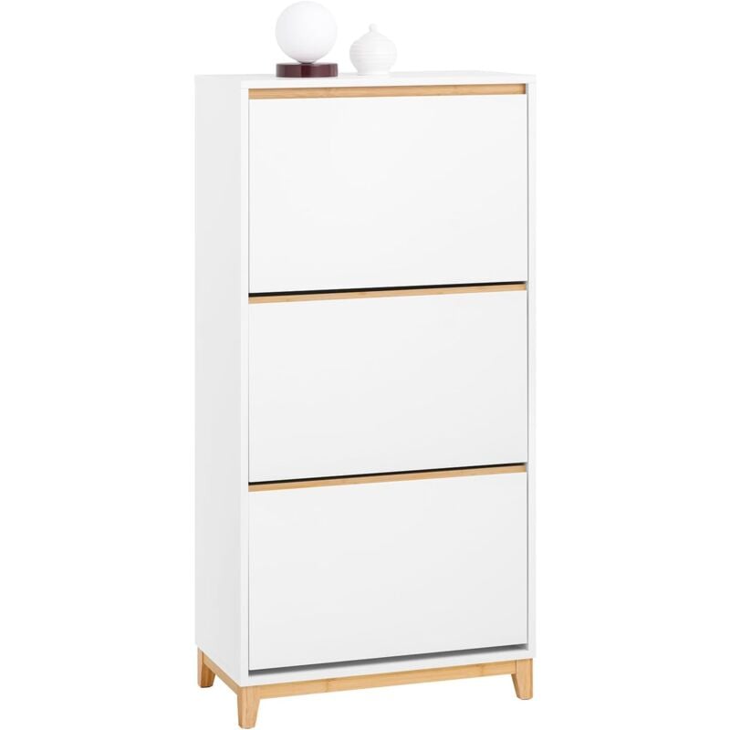 SoBuy Meuble à Chaussures, Meuble de Rangement à Chaussures avec 3 Abattants, Armoire à Chaussures, Commode à Chaussures, Meuble d'Entrée, Rangement