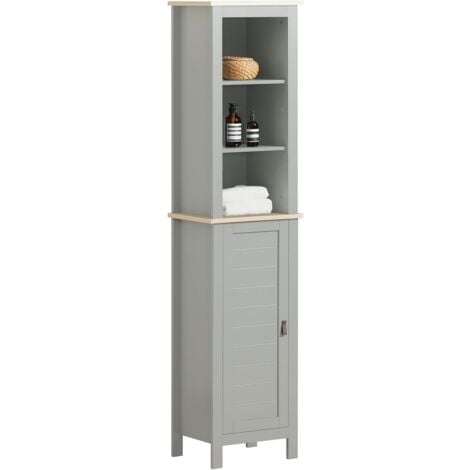 SoBuy Meuble Colonne de Salle de Bain, Armoire Haute, Placard de Rangement, Étagère de Rangement, Colonne de Rangement pour Salon, Salle de Bain, Chambre - L39cm x P30cm x H169cm, Gris, BZR68-HG