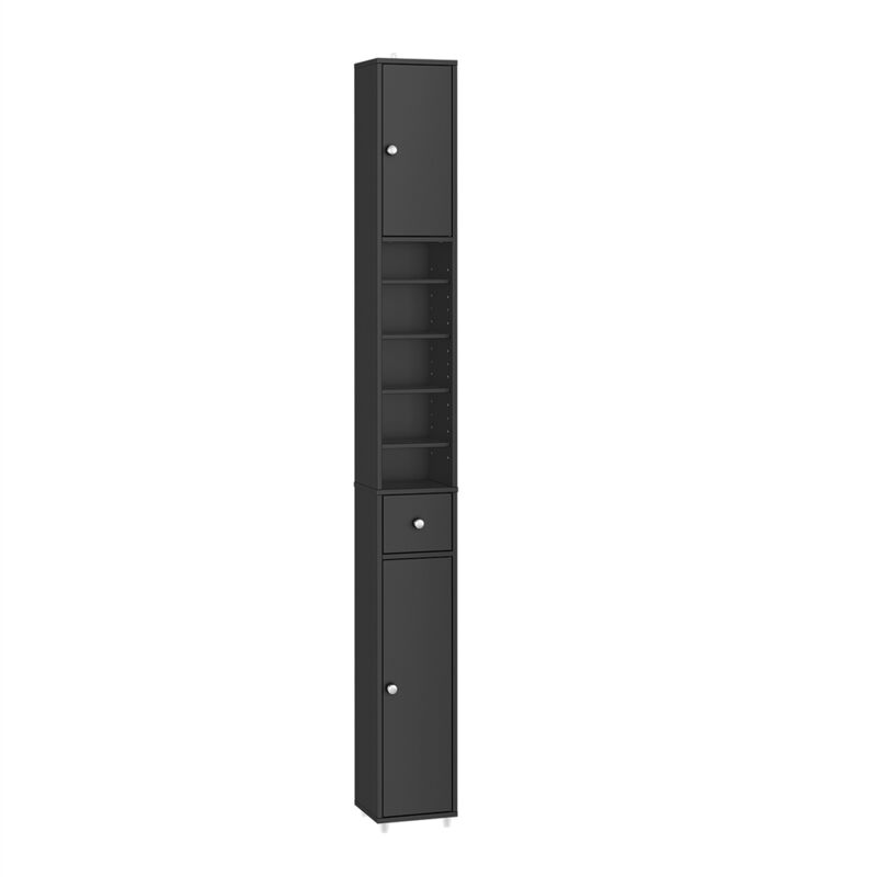 Sobuy – Colonne de salle de bain étroite 20x20x180cm – 4 étagères réglables + 1 tiroir – Finition laquée hydrofuge – BZR34IISCH