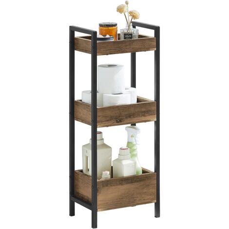Sobuy – Meuble de rangement salle de bain FRG226F – 3 étagères en bois MDF – Dimensions L28 x P20 x H74 cm – Tapis anti-dérapants inclus